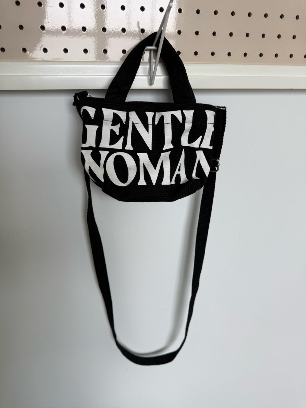 Black Canvas Crossbody Bag with Graphic Logo